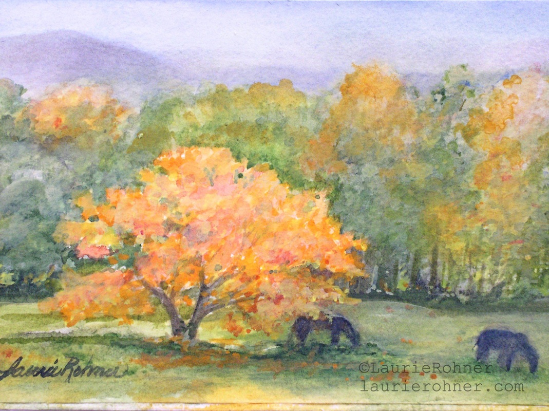 Autumn Vermont watercolor by laurierohner.com