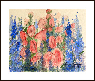 Botanical Watercolor Painting Garden Flowers