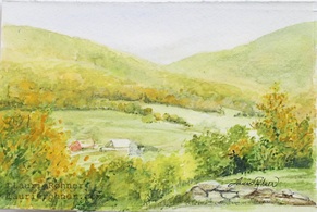 Vermont farm watercolor by laurierohner.com