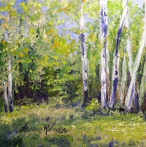 Birches OIl on Panel by laurierohner.com