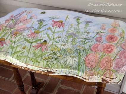 watercolor painted table